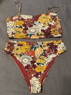 Rip Curl Floral Bikini Set in Golden Earth Tones Large